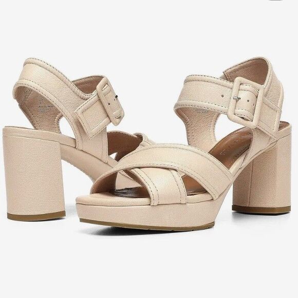 Donald Pliner Geni Heel Pink Strappy Sandal Buckle Platform - Size 6.5 - Picture 1 of 13